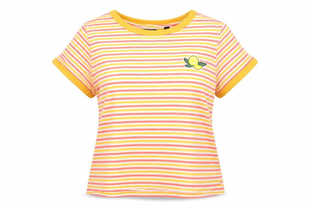 Brave Soul Womens Multicoloured Striped T-Shirt Size L Cotton