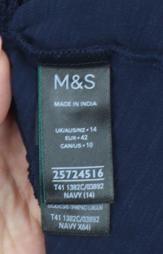 Marks and Spencer Women’s Blue Size 14 Cotton Sleeveless Blouse