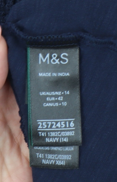 Marks and Spencer Women’s Blue Size 14 Cotton Sleeveless Blouse