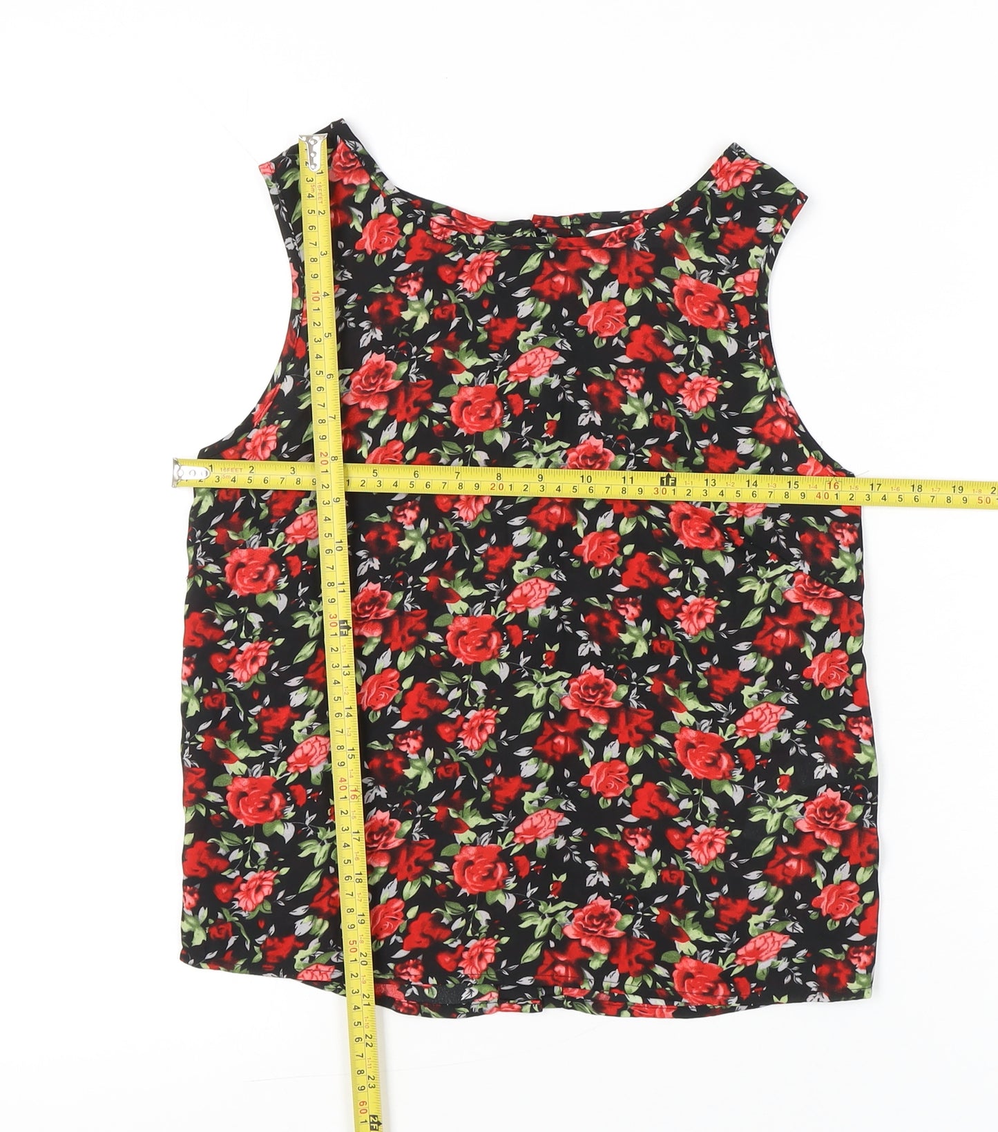 New Look Womens Floral Tank Top Size 8 Multicoloured Sleeveless Camisole