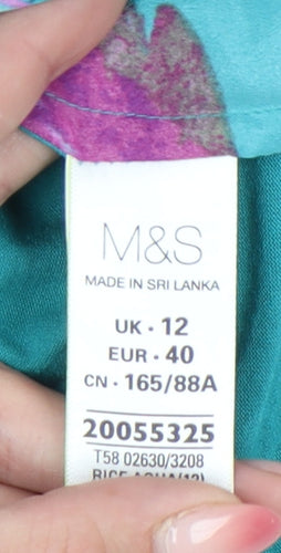 Marks and Spencer Womens Multicoloured Floral Jersey T-Shirt Size 12
