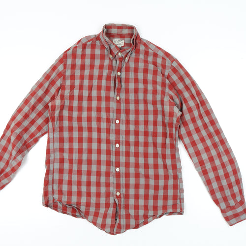 J.Crew Men's Red Check Button-Up Casual Shirt Size S Regular Fit