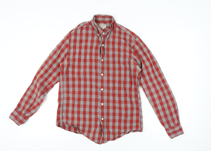 J.Crew Men's Red Check Button-Up Casual Shirt Size S Regular Fit