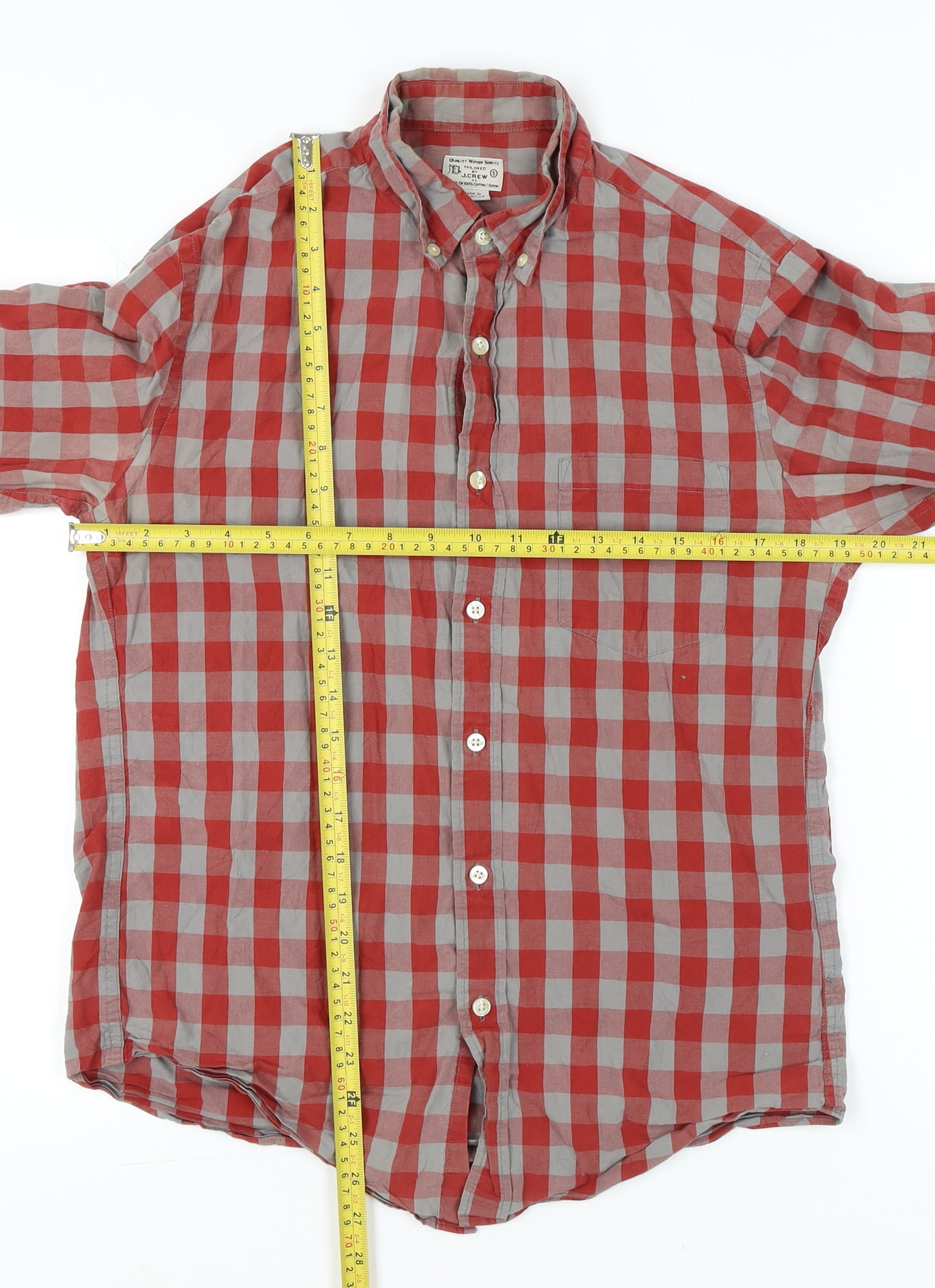 J.Crew Men's Red Check Button-Up Casual Shirt Size S Regular Fit