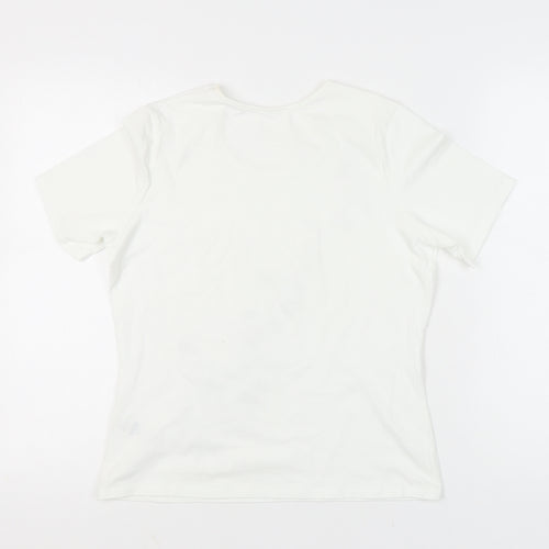 Marks and Spencer Women's White Sequin Floral T-Shirt UK 14