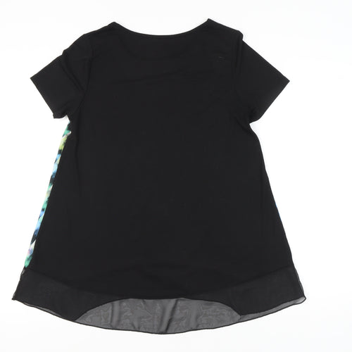 Ikiler Womens Black Multicoloured Tunic Blouse Size 12 Short Sleeve
