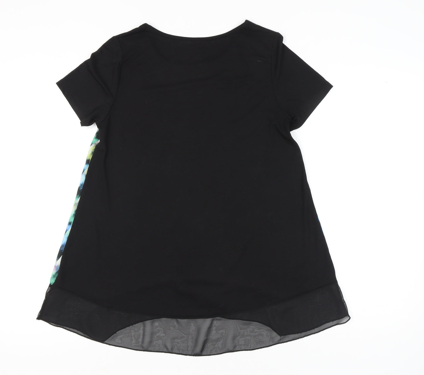 Ikiler Womens Black Multicoloured Tunic Blouse Size 12 Short Sleeve