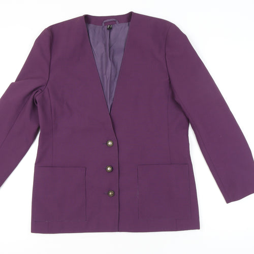 C&A Women Purple Blazer Jacket Size 14 Formal Workwear