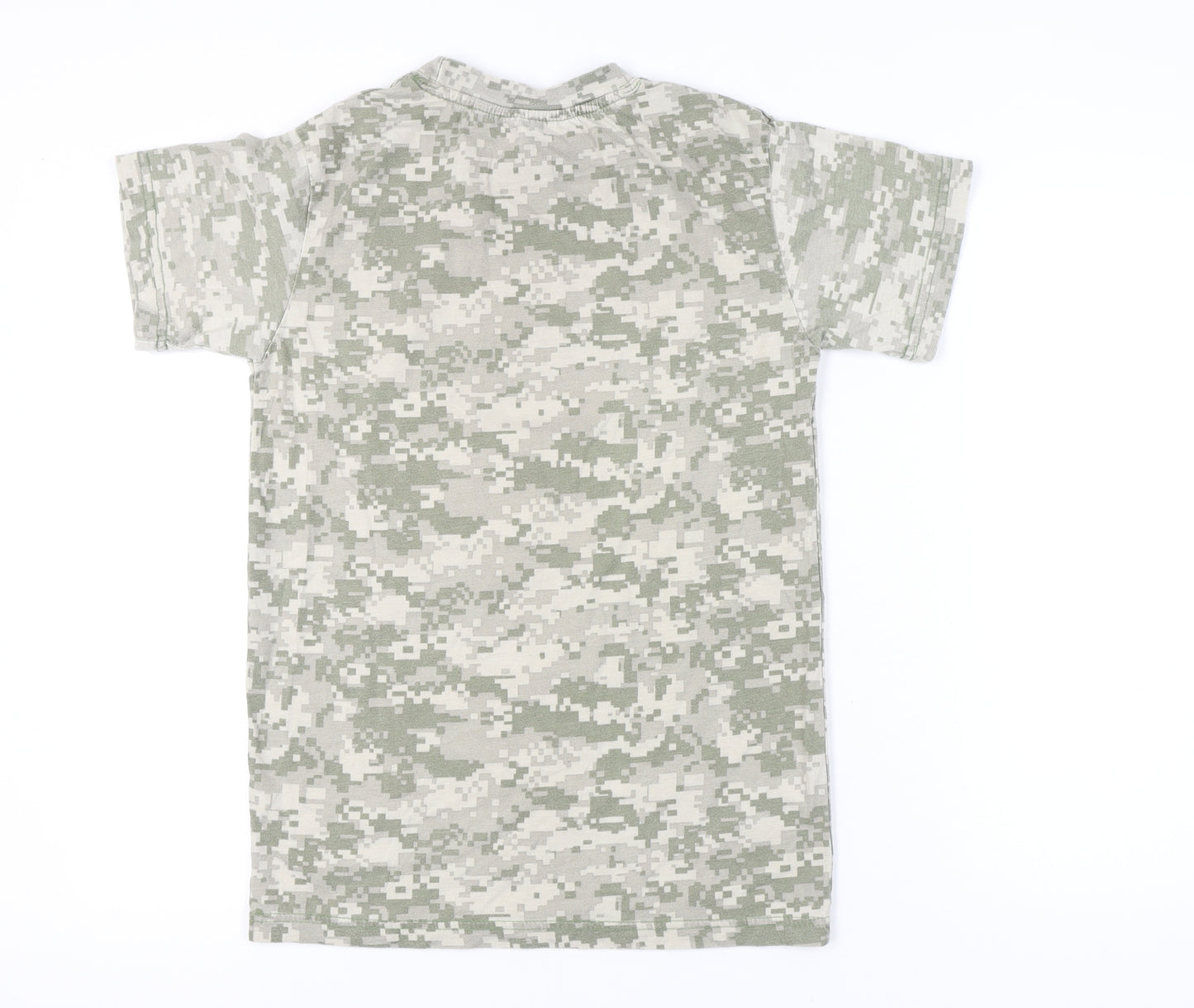 Game Men’s Green Camouflage Army Crew Neck Cotton T-Shirt Size S
