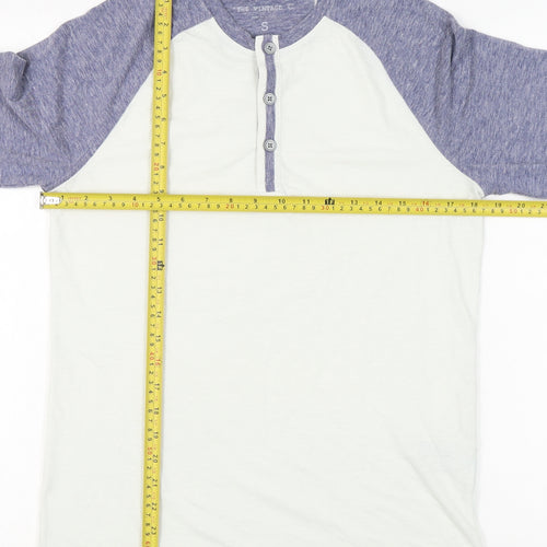 Banana Republic Men’s White Blue Henley Long Sleeve T-Shirt Size S