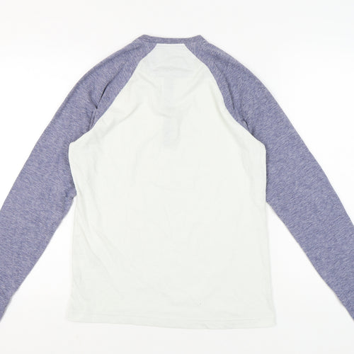 Banana Republic Men’s White Blue Henley Long Sleeve T-Shirt Size S