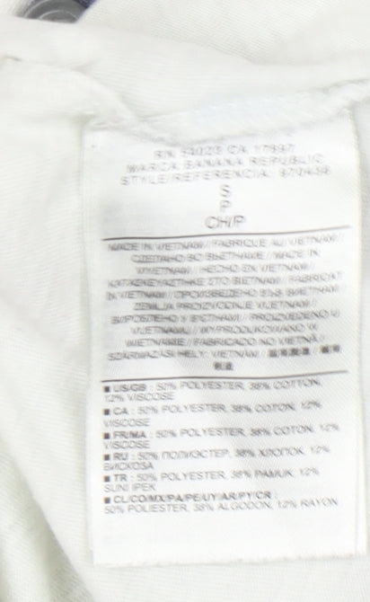 Banana Republic Men’s White Blue Henley Long Sleeve T-Shirt Size S