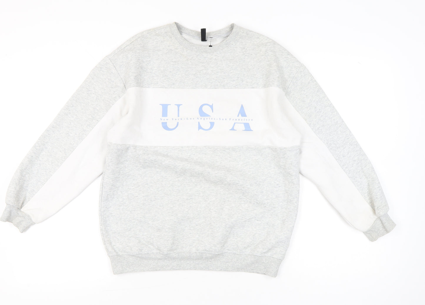 H&M Divided Womens Grey White USA Print Sweatshirt XS
