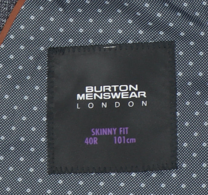 Burton Menswear Men Grey Skinny Fit 40R Blazer Jacket