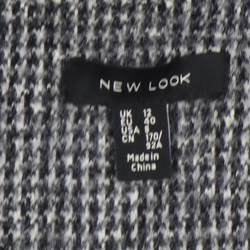 New Look Women’s Grey Herringbone Wool Blend Long Overcoat Size 12