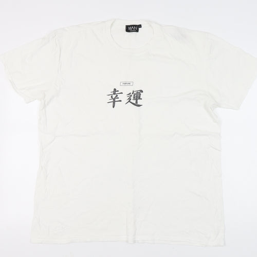 boohooMAN Men's White L Crew Neck Graphic Print T-Shirt