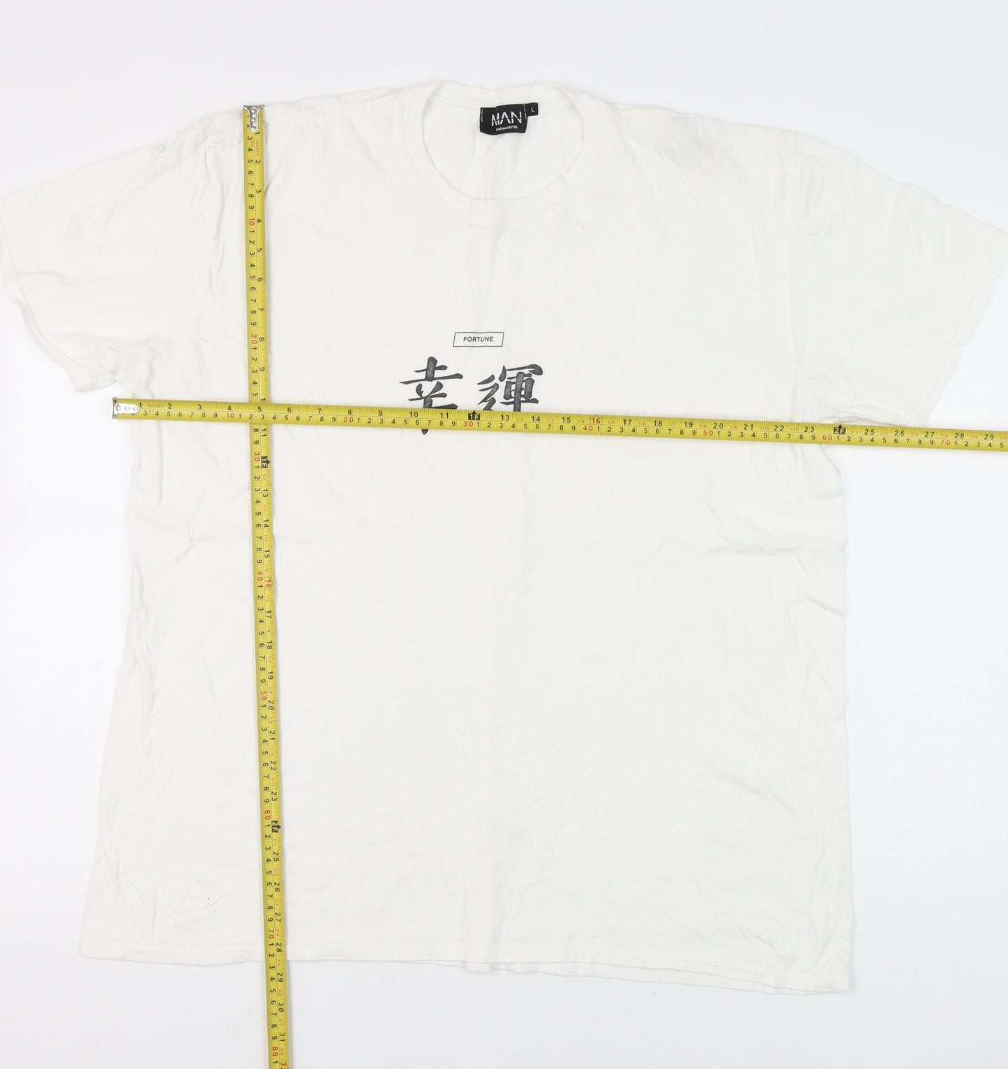 boohooMAN Men's White L Crew Neck Graphic Print T-Shirt