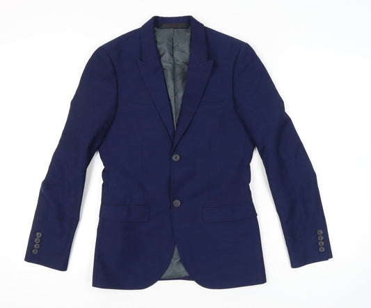 Topman Men's Blue 34R Slim Blazer Jacket Formal Notch Lapel