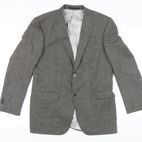 Roy Robson Men’s Grey Striped Wool Blend Blazer Size 48 Regular