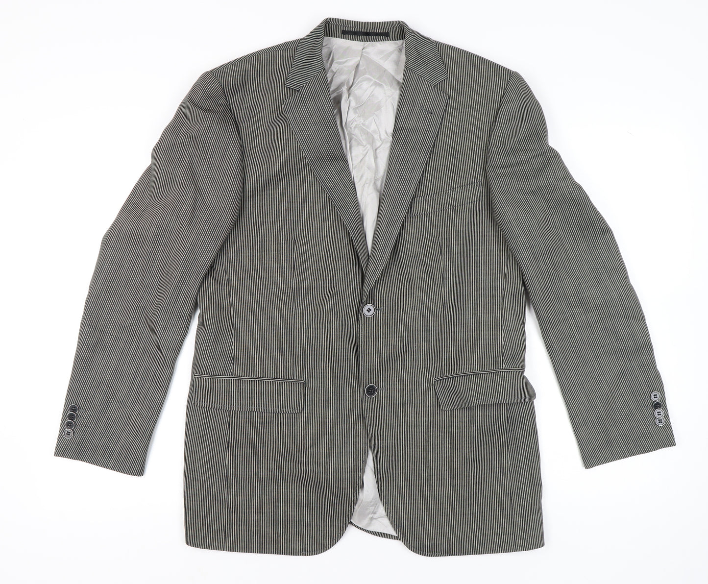 Roy Robson Men’s Grey Striped Wool Blend Blazer Size 48 Regular