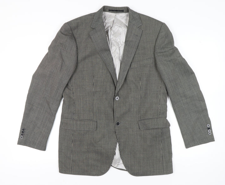 Roy Robson Men’s Grey Striped Wool Blend Blazer Size 48 Regular