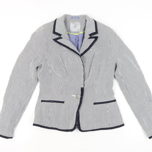 TU Women’s Black Striped Blazer Size 8 Single Breasted Jacket