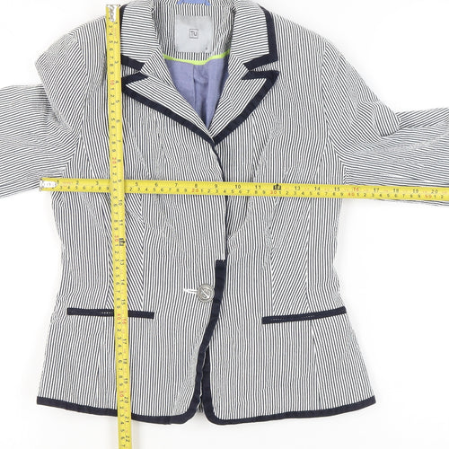 TU Women’s Black Striped Blazer Size 8 Single Breasted Jacket