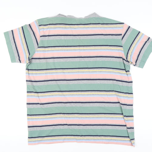 Cotton Traders Men’s XL Multicoloured Striped Crew Neck Short Sleeve T-Shirt