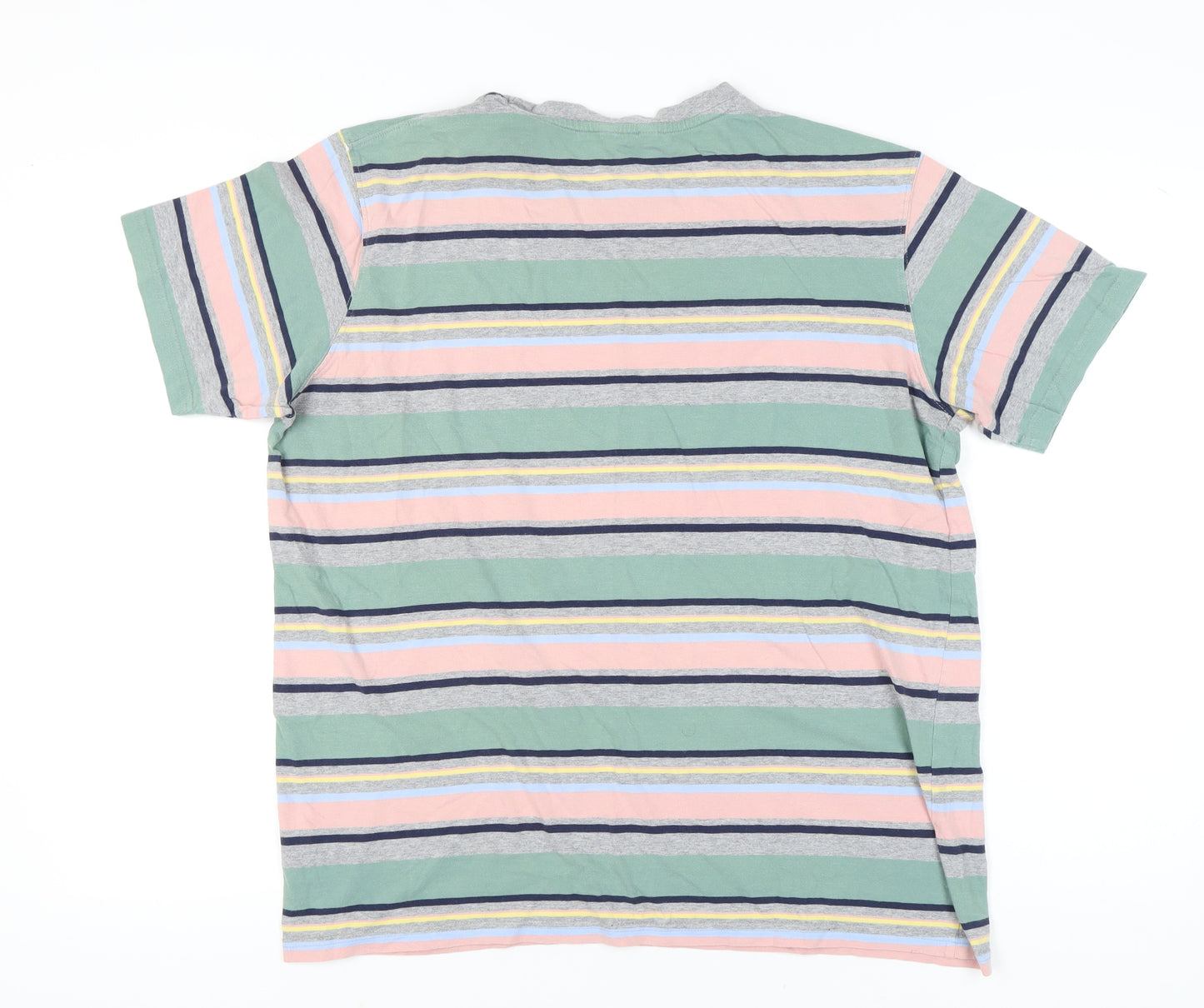 Cotton Traders Men’s XL Multicoloured Striped Crew Neck Short Sleeve T-Shirt