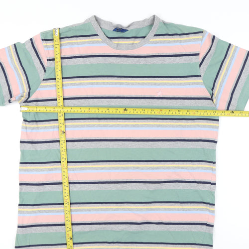 Cotton Traders Men’s XL Multicoloured Striped Crew Neck Short Sleeve T-Shirt