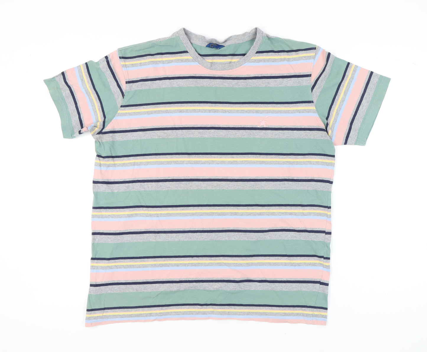 Cotton Traders Men’s XL Multicoloured Striped Crew Neck Short Sleeve T-Shirt