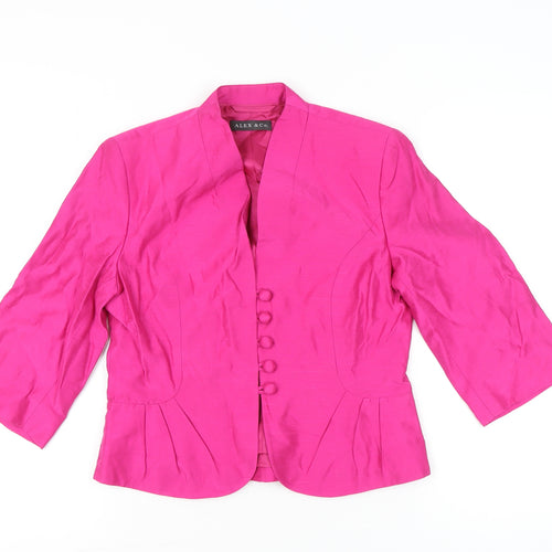 Alex & Co. Womens Pink Silk Blazer Jacket UK 10 3/4 Sleeve