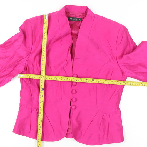 Alex & Co. Womens Pink Silk Blazer Jacket UK 10 3/4 Sleeve