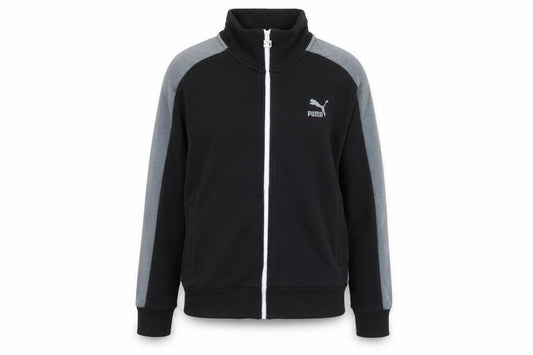 Front view of Puma unisex black xl track jacket full zip fleece sportswear