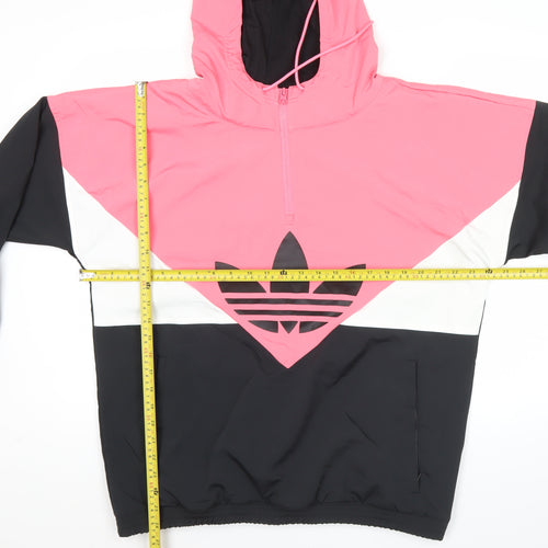 Adidas Womens Pink Black 1/2 Zip Hoodie Sweatshirt Size 14 UK