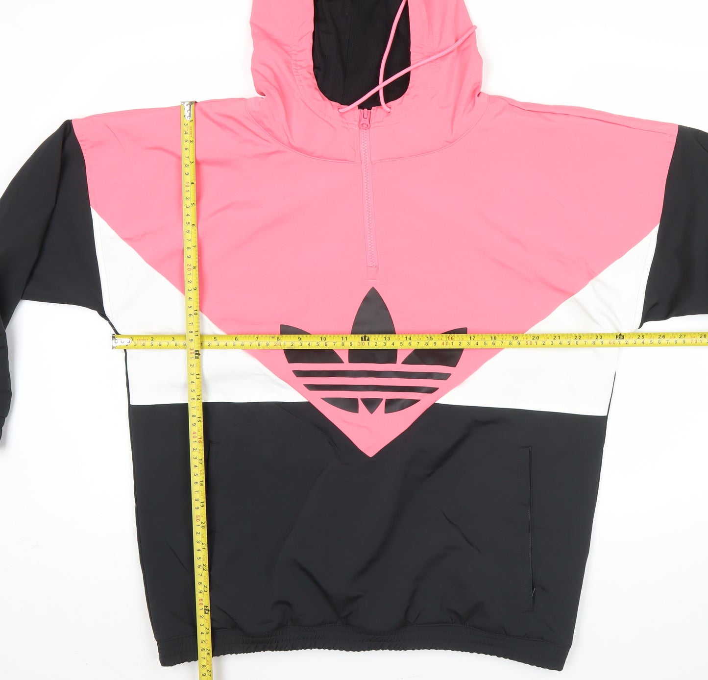 Adidas Womens Pink Black 1/2 Zip Hoodie Sweatshirt Size 14 UK