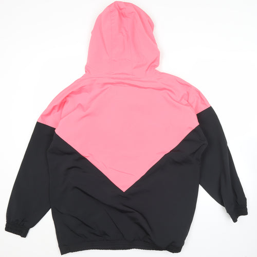 Adidas Womens Pink Black 1/2 Zip Hoodie Sweatshirt Size 14 UK
