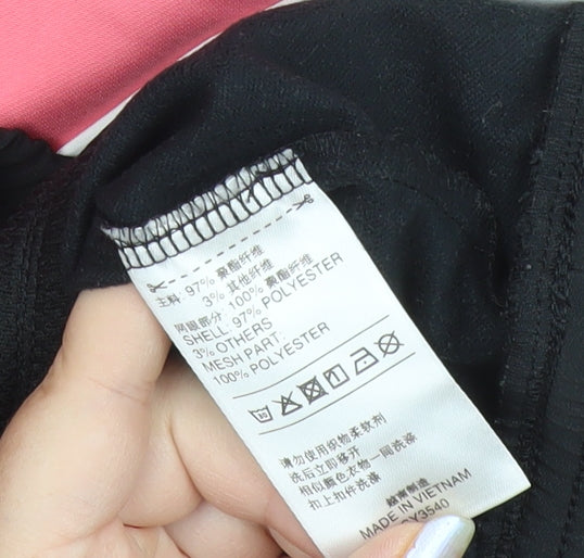 Adidas Womens Pink Black 1/2 Zip Hoodie Sweatshirt Size 14 UK