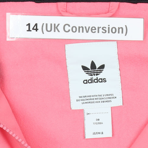 Adidas Womens Pink Black 1/2 Zip Hoodie Sweatshirt Size 14 UK