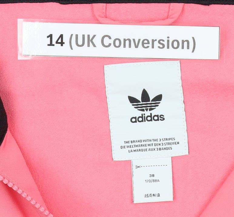 Adidas Womens Pink Black 1/2 Zip Hoodie Sweatshirt Size 14 UK
