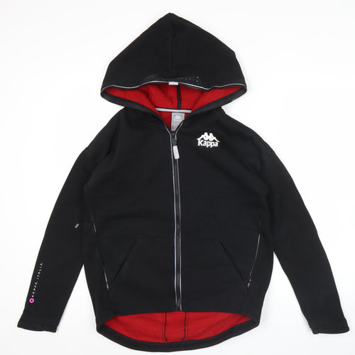 Kappa Womens Black Full Zip Hoodie Sweatshirt Size M Logo Graphic