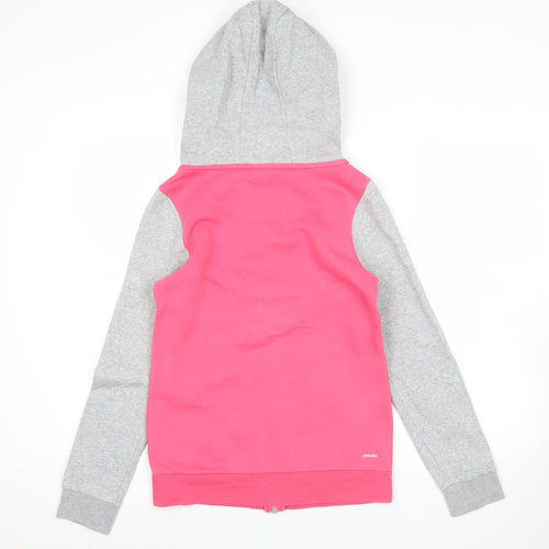 Adidas Womens Pink Grey Full Zip Hoodie Size 8 UK Cotton Blend