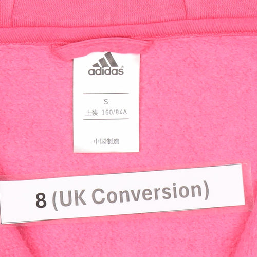 Adidas Womens Pink Grey Full Zip Hoodie Size 8 UK Cotton Blend