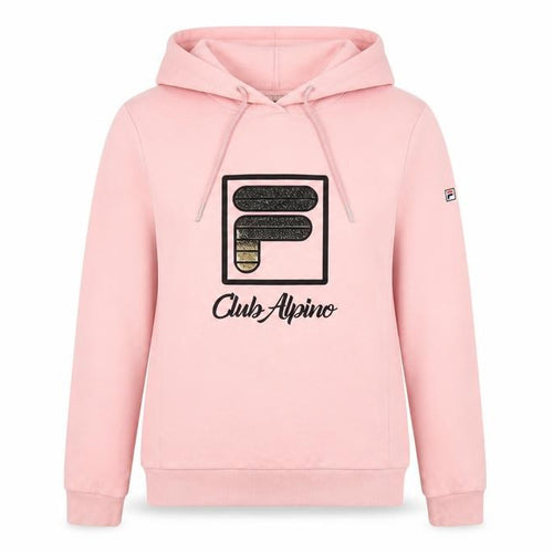 Fila Womens Pink Hoodie Size 12 Club Alpino Logo Drawstring Pullover