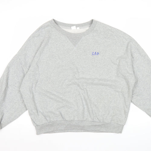 GAP Men's Grey Sweatshirt M Crew Neck Pullover Logo Cotton Blend