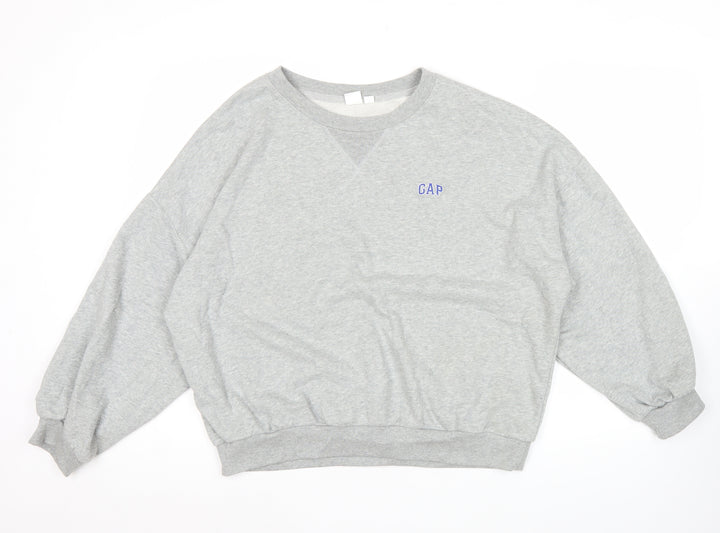 GAP Men's Grey Sweatshirt M Crew Neck Pullover Logo Cotton Blend