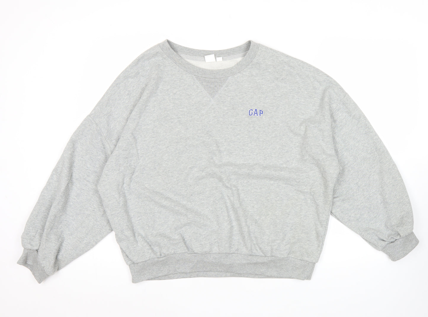 GAP Men's Grey Sweatshirt M Crew Neck Pullover Logo Cotton Blend