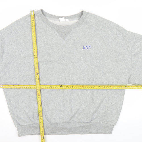 GAP Men's Grey Sweatshirt M Crew Neck Pullover Logo Cotton Blend