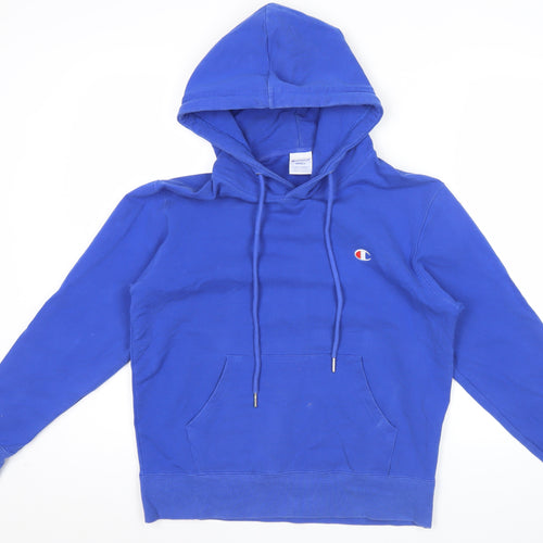 Champion Men’s Blue Hoodie Small Pullover Logo Fleece Long Sleeve