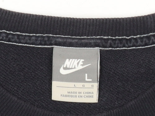 Nike Women Black L Pullover Sweatshirt Crew Neck Long Sleeve